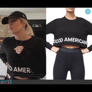 Good American Black Crop Sweatshirt